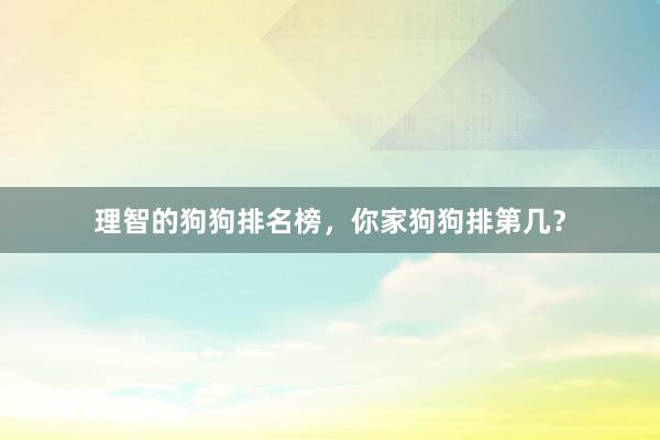 理智的狗狗排名榜，你家狗狗排第几？